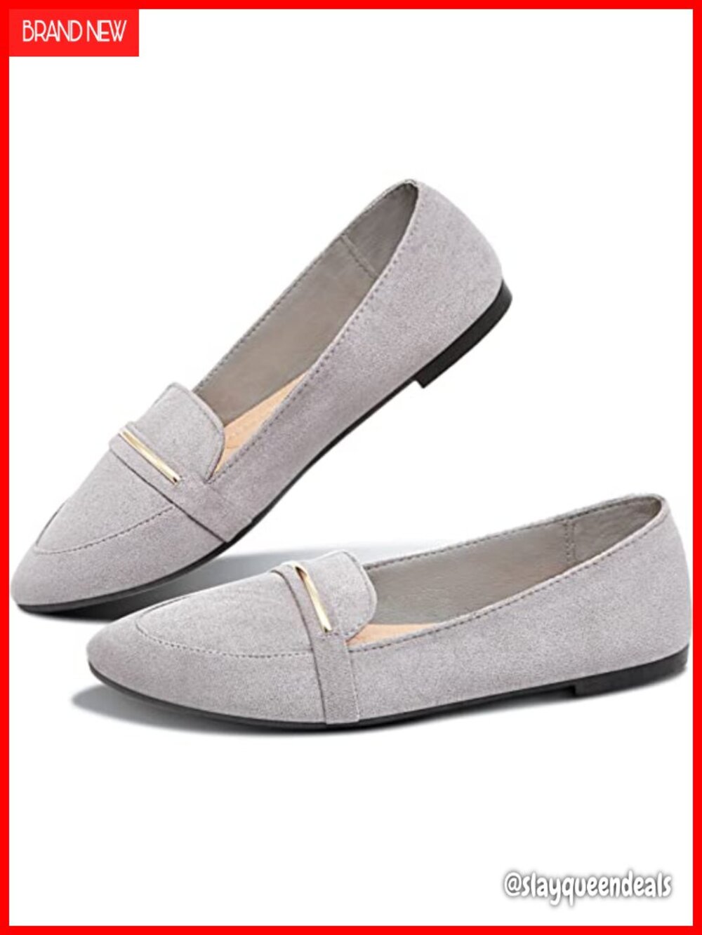 Women's Pointy Toe Loafer Flat Faux Suede Slip On Work Shoes
